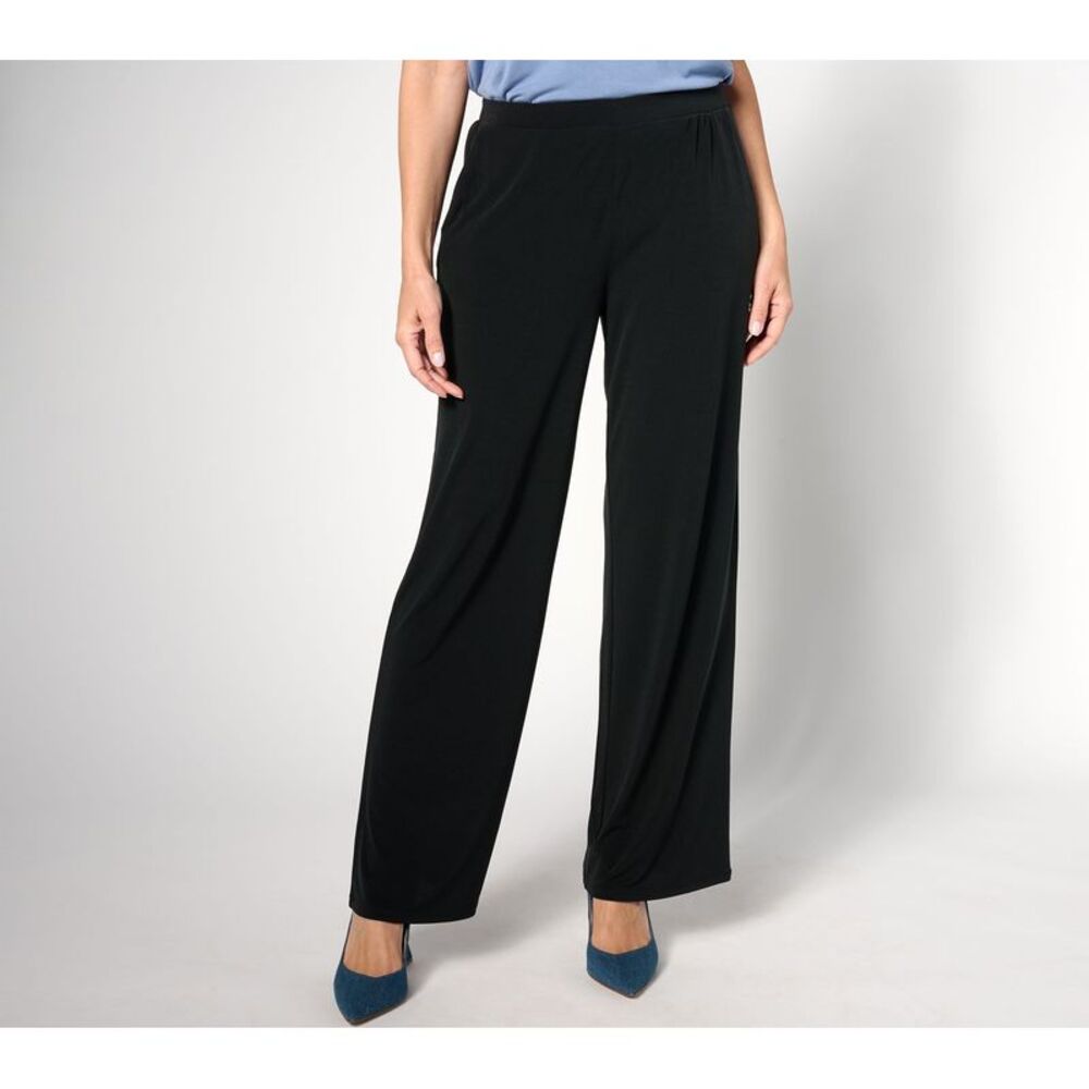 Bernini Women's Pants Sz L Como Jersey Wide Leg Black A639414